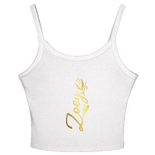 Zoey Name Faux Gold Tulip Flourish Women's Spaghetti Strap Tank Top