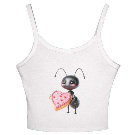 Ant With Heart Cookie Valentine's Day Greeting Women's Spaghetti Strap Tank Top