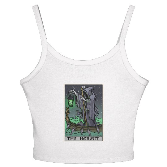 The Hermit Tarot Card Gothic Halloween Grim Reaper Women's Spaghetti Strap Tank Top