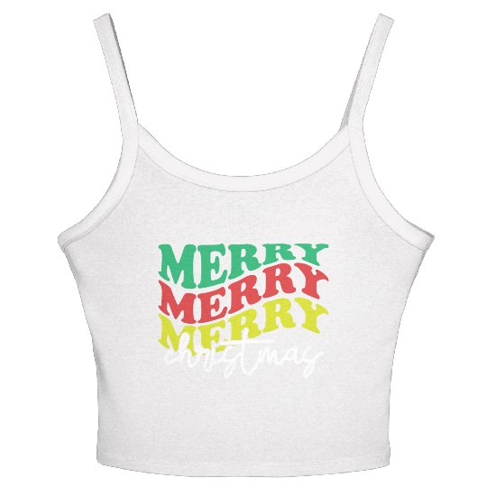 Merry merry merry Christmas, Xmas Design Women's Spaghetti Strap Tank Top