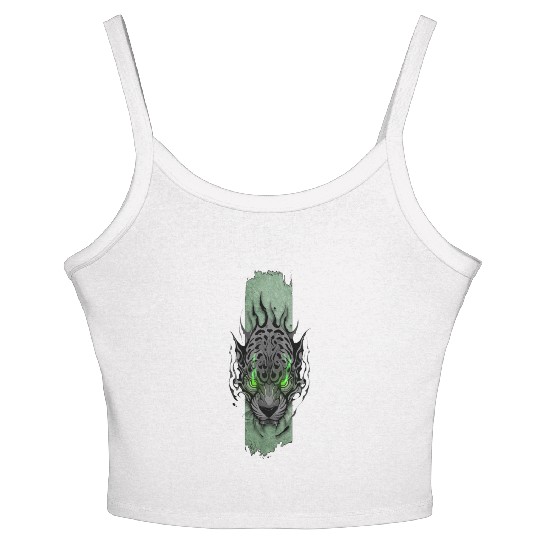 Emerald-Eyed Jaguar Women's Spaghetti Strap Tank Top