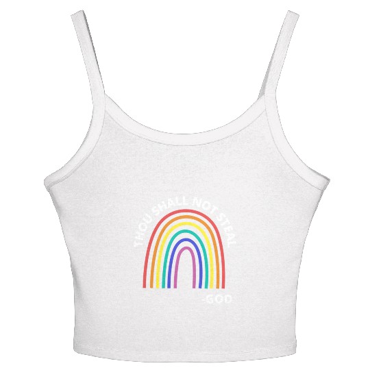 Thou Shall Not Steal Rainbow God Christian Women's Spaghetti Strap Tank Top