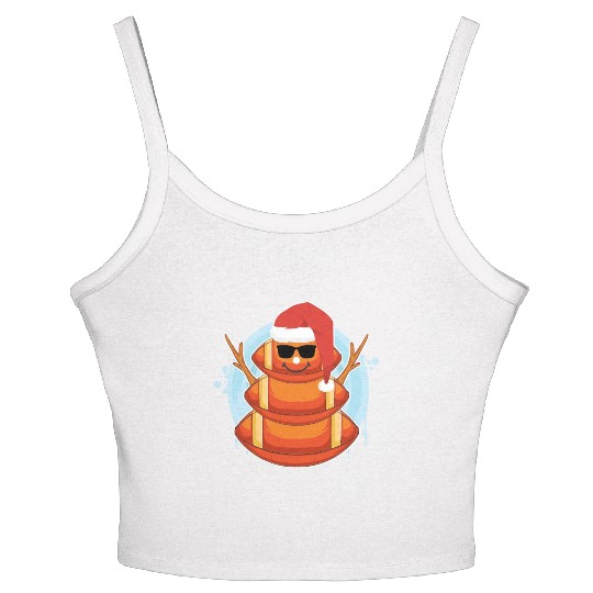 Rugby Snowman American Football Snowing Women's Spaghetti Strap Tank Top