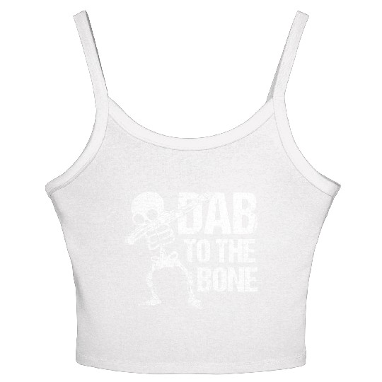 Dab To The Bone Dancing Skeleton Halloween Women's Spaghetti Strap Tank Top