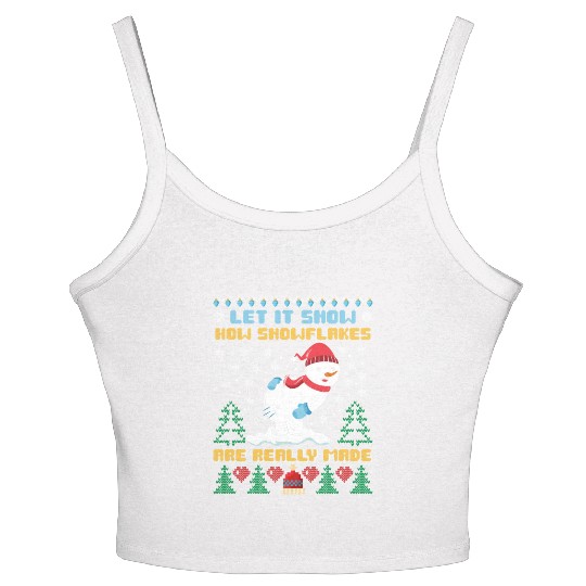 Snowman Let it Snow Christmas Snow Fever Women's Spaghetti Strap Tank Top
