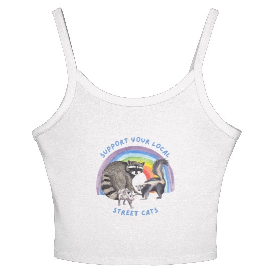 Support Your Local Funny Cats Trash Racoon Opossum Women's Spaghetti Strap Tank Top