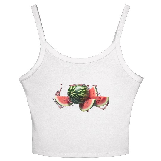 A burst watermelon. Women's Spaghetti Strap Tank Top