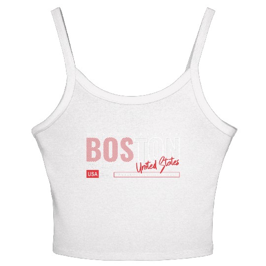 Boston Massachusetts Authentic Casual Denim Wear Women's Spaghetti Strap Tank Top