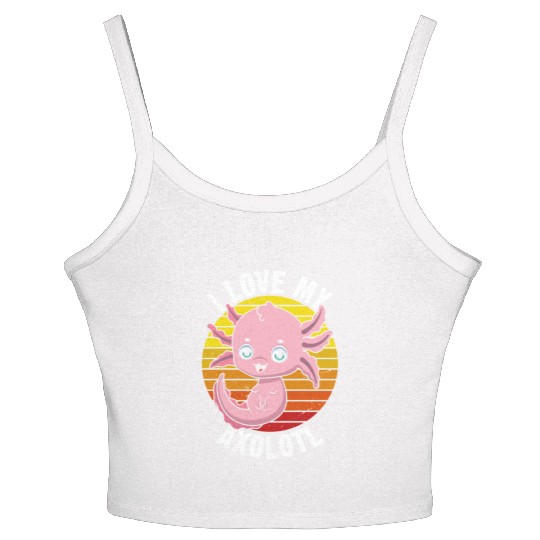 I Love My Axolotl in Retro Women's Spaghetti Strap Tank Top
