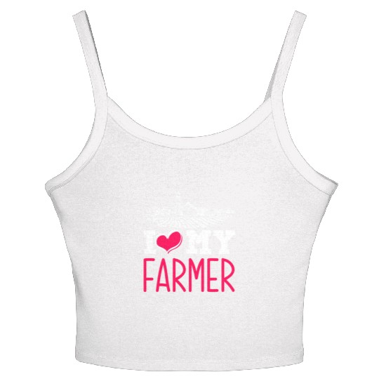 I Love My Farmer Husband Funny Farmer Wife Gift Women's Spaghetti Strap Tank Top