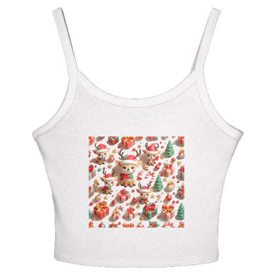 Cute Christmas deer pattern Women's Spaghetti Strap Tank Top