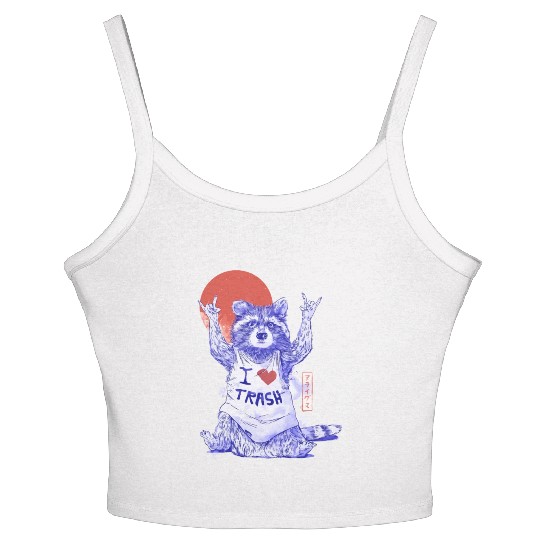 I Love Trash Cute Funny Metal Raccoon Gift Women's Spaghetti Strap Tank Top