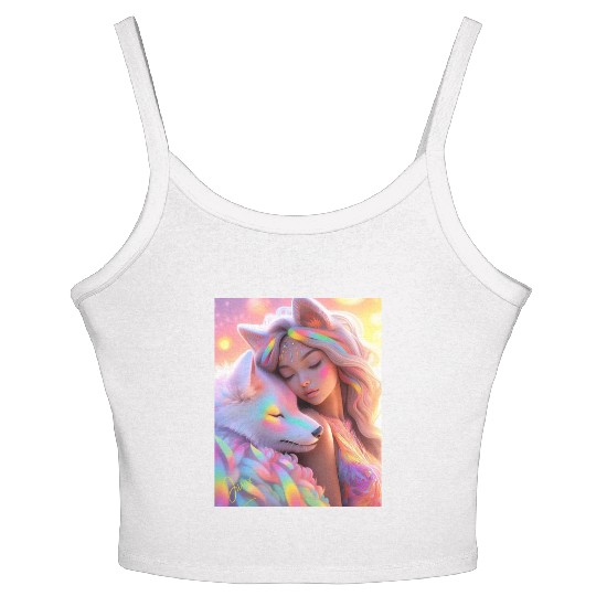 Rainbow Friends - White Wolf and Girl Women's Spaghetti Strap Tank Top