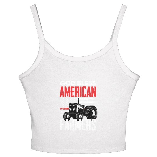 Patriotic US Flag Tractor Farmer Funny Farmer Gift Women's Spaghetti Strap Tank Top