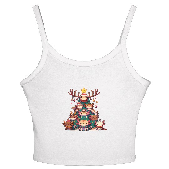 Axolotl Christmas Tree Merry Christmas Women's Spaghetti Strap Tank Top