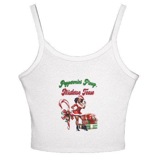 Peppermint Pinup, Mistletoe Tease Women's Spaghetti Strap Tank Top