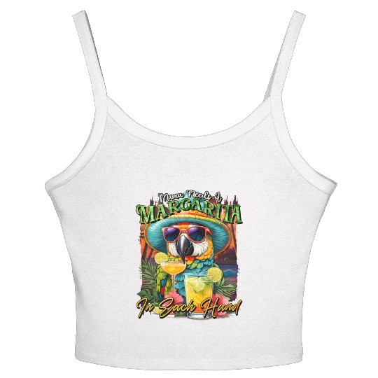 Balanced Diet is A Margarita in Eachs Hands Parrot Women's Spaghetti Strap Tank Top