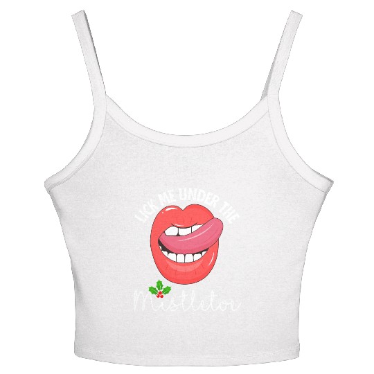 Lick me under the mistletoe ugly Christmas sweater Women's Spaghetti Strap Tank Top