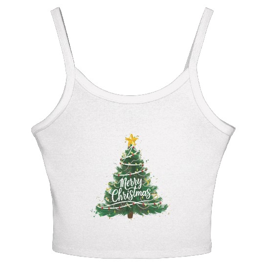 Watercolor Christmas Tree Women's Spaghetti Strap Tank Top