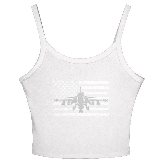 US Flag Airplane Patriotic American Pilot Women's Spaghetti Strap Tank Top
