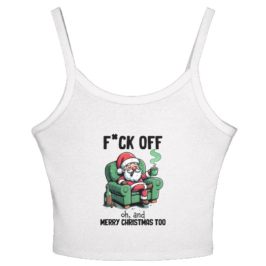Funny Christmas F*ck Off Merry Christmas Women's Spaghetti Strap Tank Top