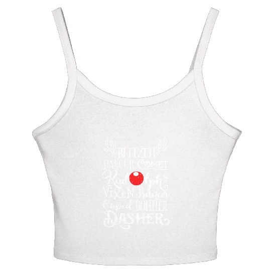 Santa's Reindeer Rudolph List Christmas Themed Mem Women's Spaghetti Strap Tank Top