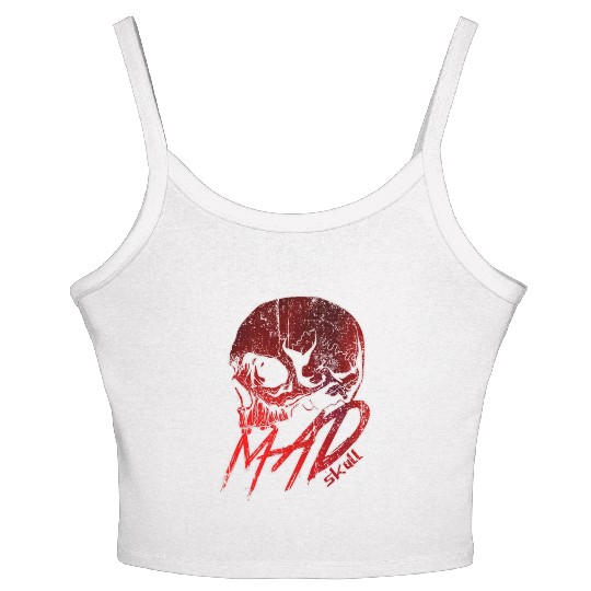Red Skull with Lightning Graffiti Women's Spaghetti Strap Tank Top
