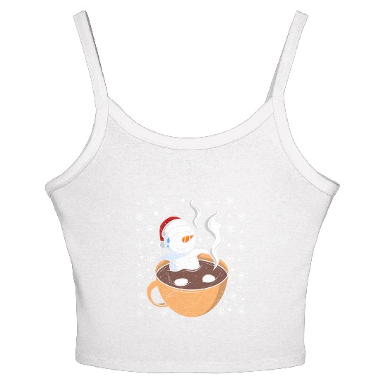 Snowman Hot Cocoa Snowmen Swimming in Hot Women's Spaghetti Strap Tank Top