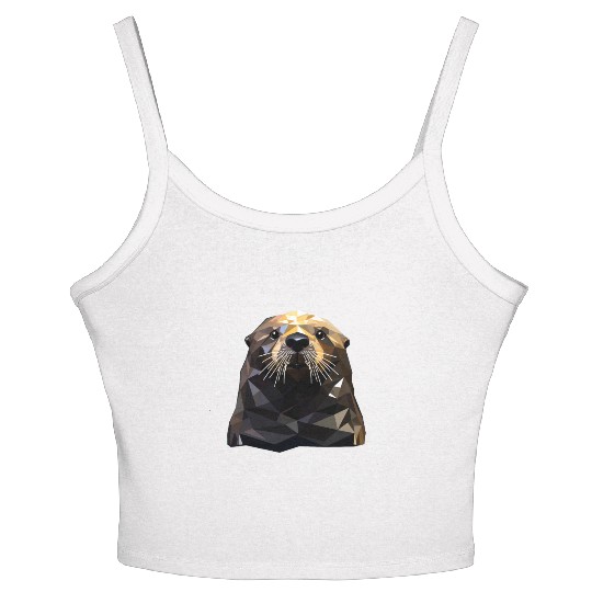 Geometric Style Sea Otter Women's Spaghetti Strap Tank Top