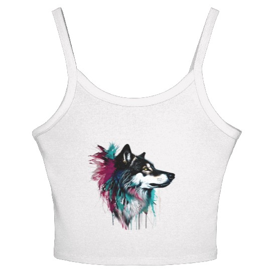 Colorful Wolf Women's Spaghetti Strap Tank Top