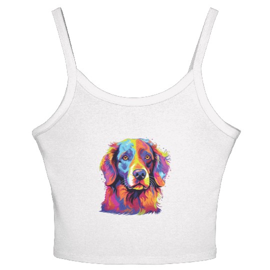 Watercolor Colorful Brittany Spaniel Women's Spaghetti Strap Tank Top
