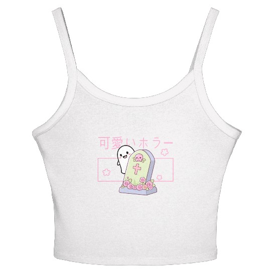 Kawaii Ghost Tombstone Cute Grave Japanese Pastel Women's Spaghetti Strap Tank Top