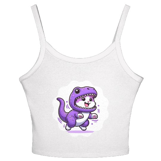 Energetic Cat in Velociraptor Costume - Playful Fe Women's Spaghetti Strap Tank Top
