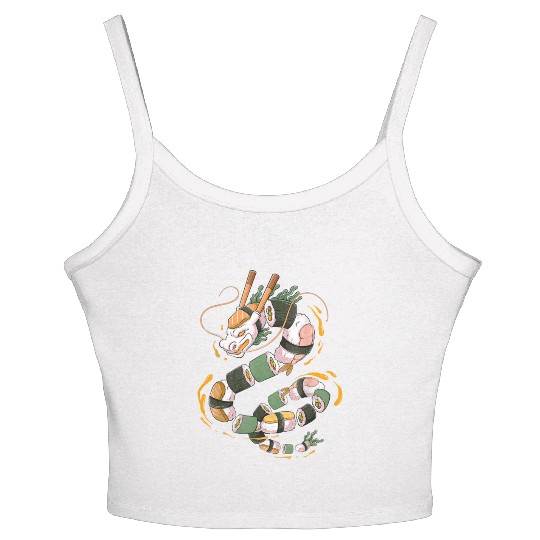 Japanese Sushi Dragon Roll Kawaii Dragon Anime Women's Spaghetti Strap Tank Top