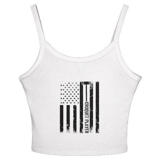 Croquet Player US Flag Croquet Player Women's Spaghetti Strap Tank Top