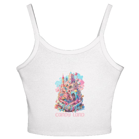 Let's Go Candy Land Graphic Women's Spaghetti Strap Tank Top