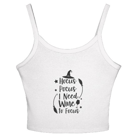 hocus pocus i need wine to focus Women's Spaghetti Strap Tank Top