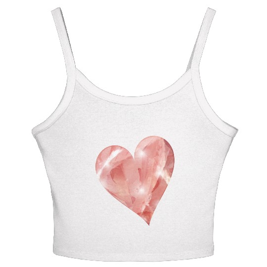 pink rose quartz crystal motif as a heart Women's Spaghetti Strap Tank Top