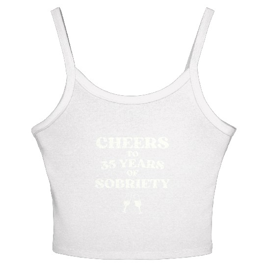 Cheers to 35 YEARS of Sobriety Sober Humor Fun Cel Women's Spaghetti Strap Tank Top