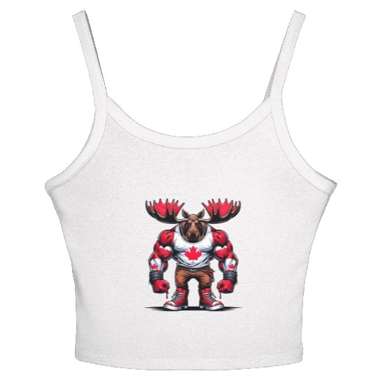 Canada elk with national flag Women's Spaghetti Strap Tank Top