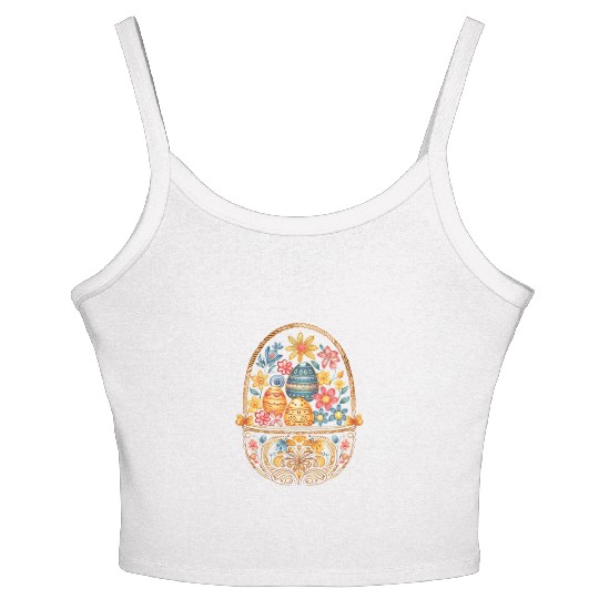 Easter Day Easter Egg Basket Mandala Art Egg Hunt Women's Spaghetti Strap Tank Top