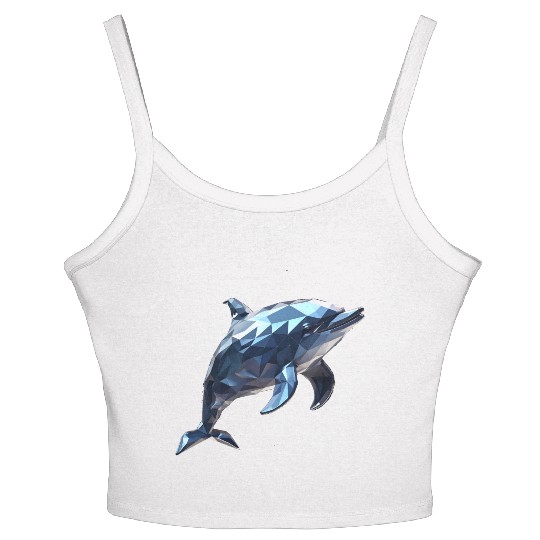 Geometric Style Dolphin Women's Spaghetti Strap Tank Top