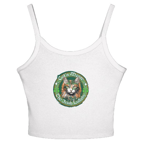 CAT'S MEOW THE IRISH LULLABY Feline Kitty Design Women's Spaghetti Strap Tank Top