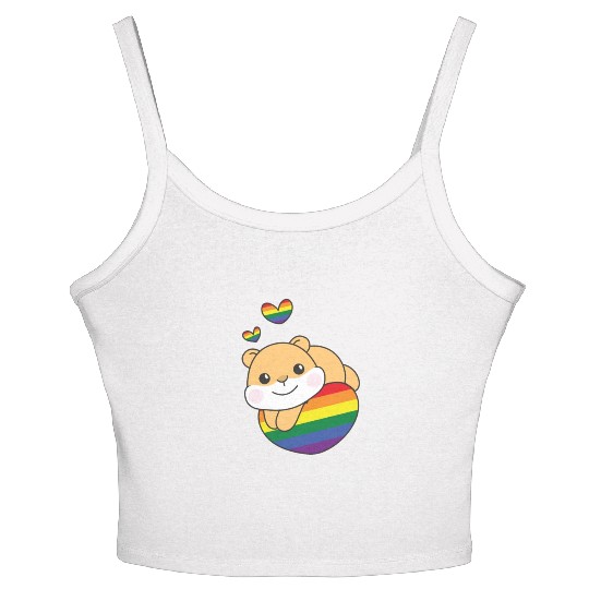 Rainbow Flag Pride Lgbtq Cute Hamster Love Women's Spaghetti Strap Tank Top