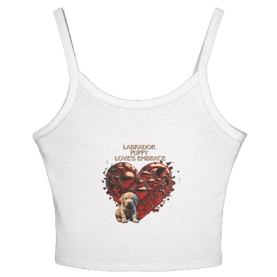Valentine's day: Labrador Puppy Love's Embrace Women's Spaghetti Strap Tank Top