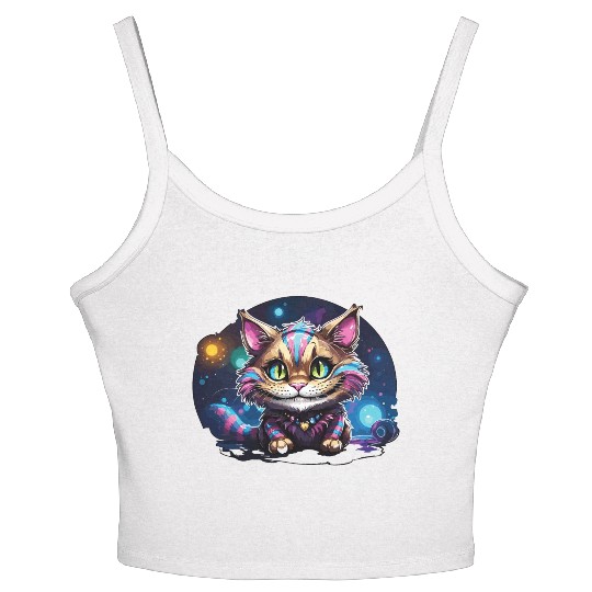 Fantasy Cheshire Cat Smile, Alice in Wonderland Women's Spaghetti Strap Tank Top