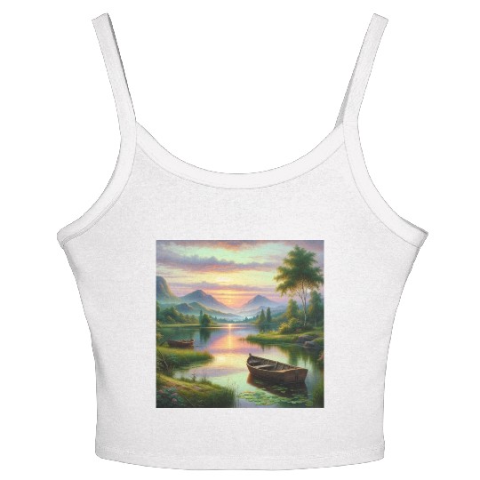 Serenity in Blossom Elegant Floral Art Women's Spaghetti Strap Tank Top