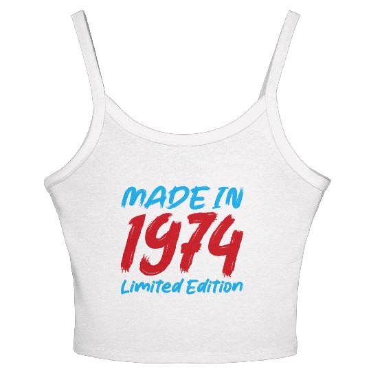 1970s Retro Color Block Women's Spaghetti Strap Tank Top Design 1974