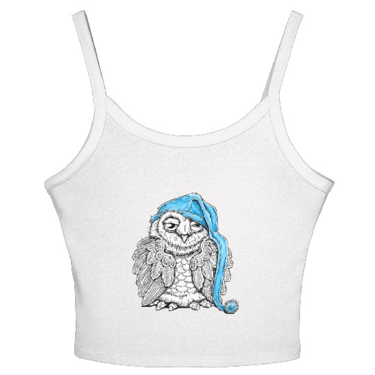 Owl in Nightcap Women's Spaghetti Strap Tank Top
