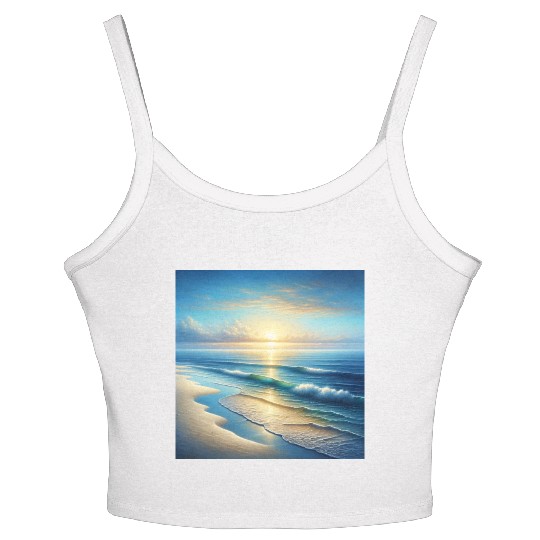 Serene Seaside Sunrise Women's Spaghetti Strap Tank Top
